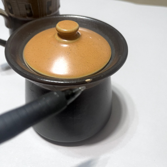 Vintage KASUGA Stoneware Sugar Bowl & Creamer Set Handcrafted in JAPAN - Picture 5 of 7